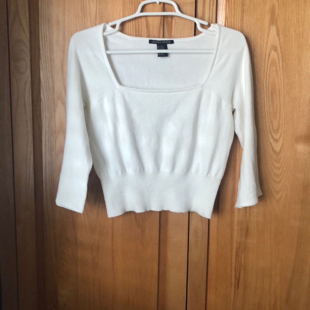 Lightweight White Crop Knit Top